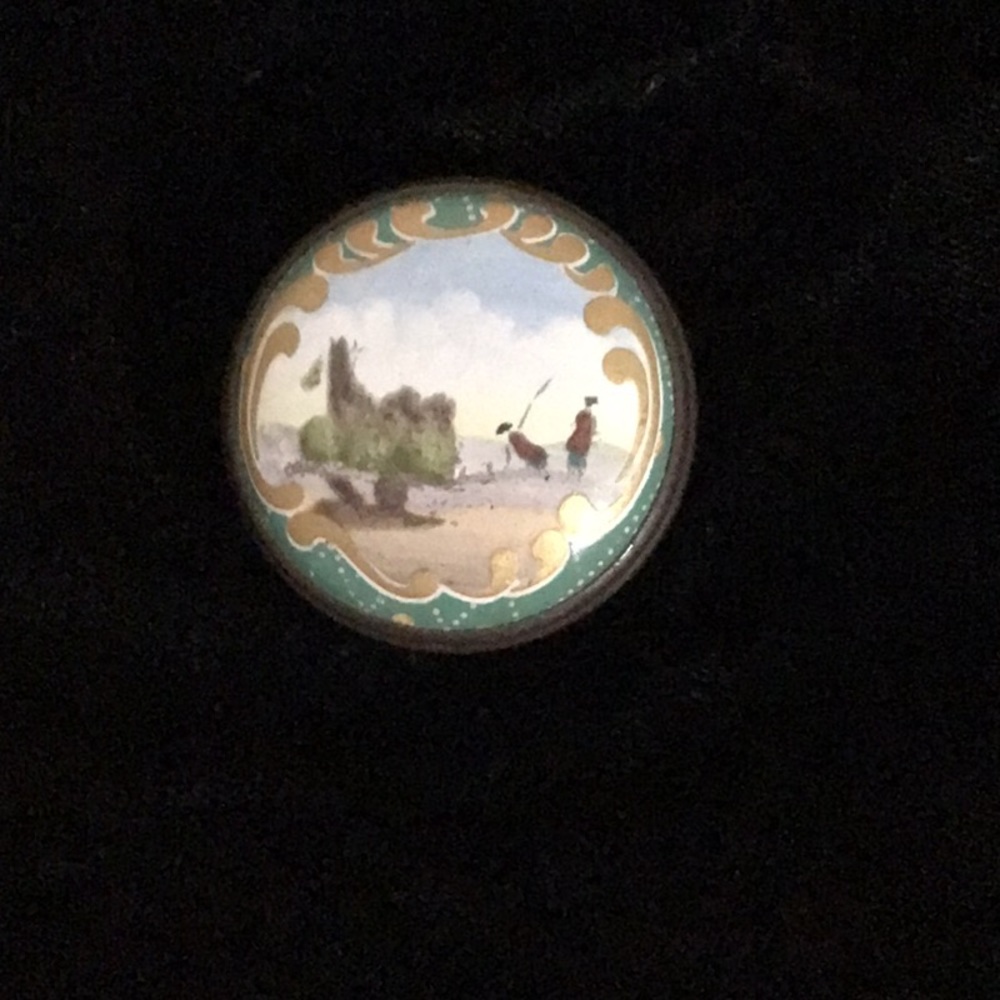 Vintage enamel miniature “Fishermen “